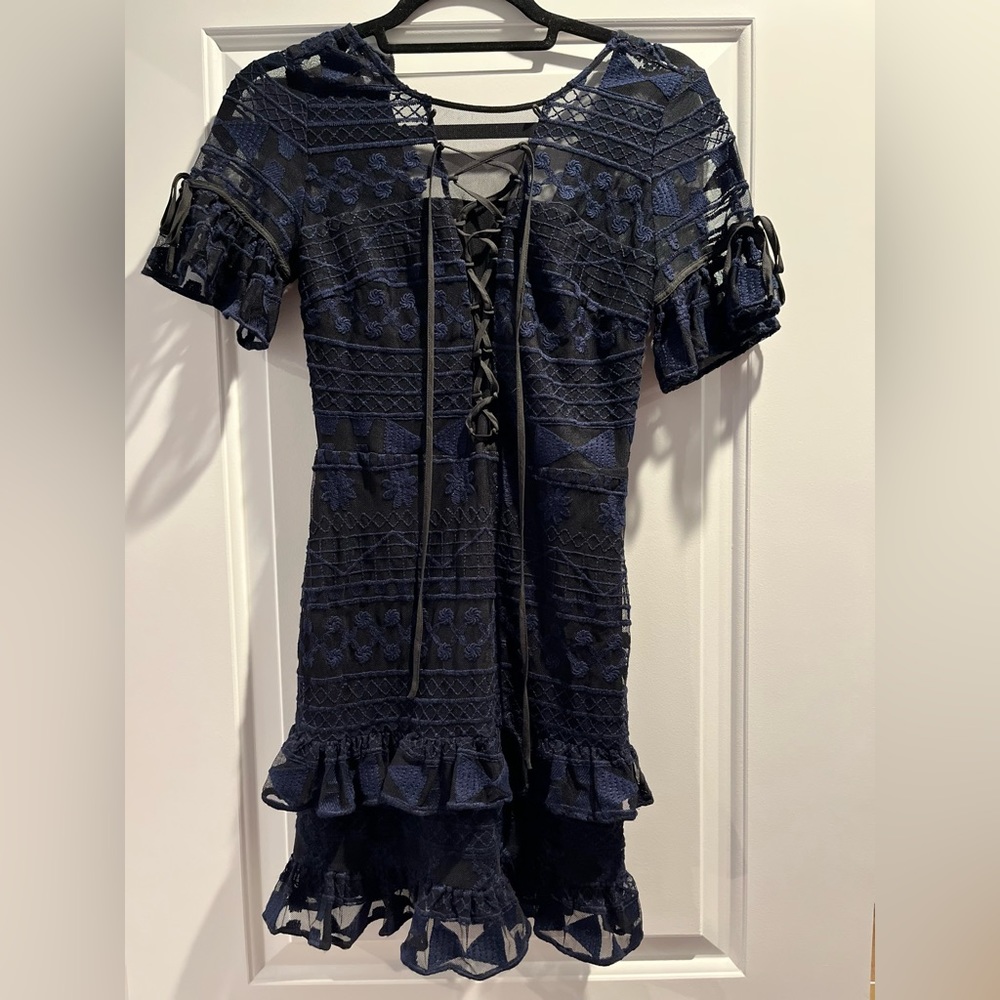 NEW Parker Designer Lace Dress - Navy XS